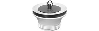 ASW Spülenventil 1 1/2"x70mm, Unt Kunstst. we., m Stopf.