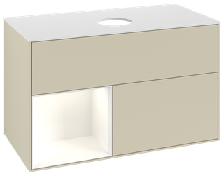 V&B WT-Unterschrank Wandbel. Finion 100, Pl w m, Rg glo wh. Lac, si Gr m Lac