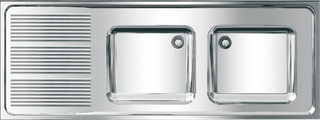 AR Gewerbespüle, MAXIMA, Edelstahl, 2 Becken, 1600x382x600 mm, Tropfteil li