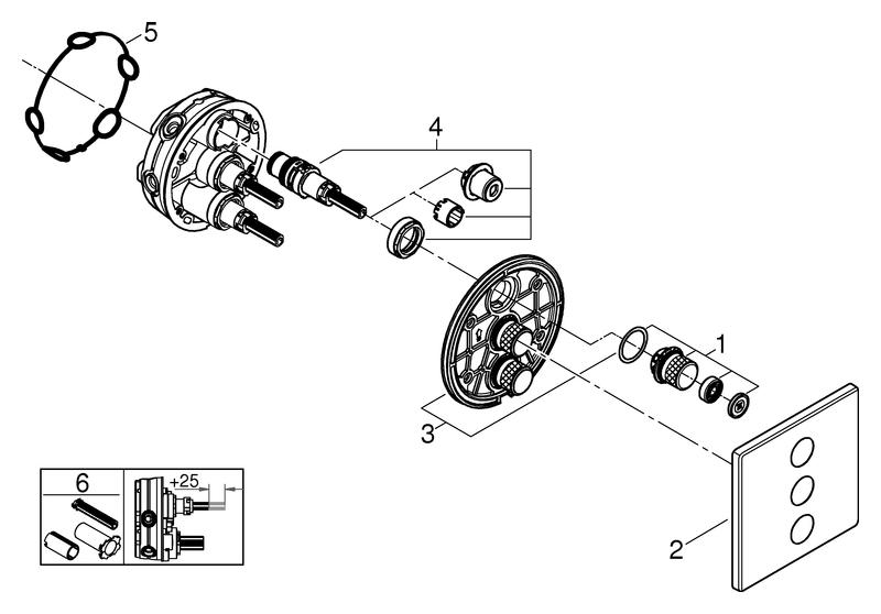 Artikelbild 4 des Artikels „GROHE Fertigset Grohtherm Smartcontrol UP-Vtl, 3-fa., eck., hd graph. gebürstet hard graphite gebürstet“