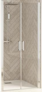 Kinedo Smart Design 2P85 Pendeltür Ni H200 chrom Siebdruckglas teilgerahmt