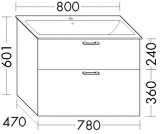 Burgbad Waschtischunterschrank Diago 78x60,1x47cm, Tr. RF Um, 1 Lade/1 Ausz.