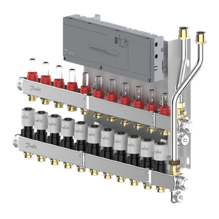 Danfoss Edelstahlverteiler SGCi m 11 Heizkreisen und Icon2 mit 230 V TWA