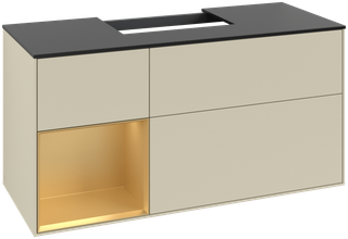 V&B Waschtisch-Unterschrank Finion 120cm, Pl b m, Reg li gol m, si Gr m Lac