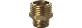 ASW Doppelnippel 3/4"x3/8", m 6-kant, MS CW617N roh, red.