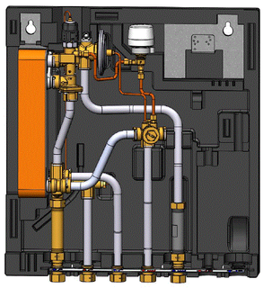 Danfoss Wohnungsstation EvoFlat WSS 3, Zirk. mit SV, EPP-Wärmedämmhaube