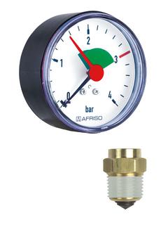 Afriso Rohrfedermanometer HZ 80 axial 0/4 b, G 1/4 m Vtl. G1/4xG 1/2, d= 80mm
