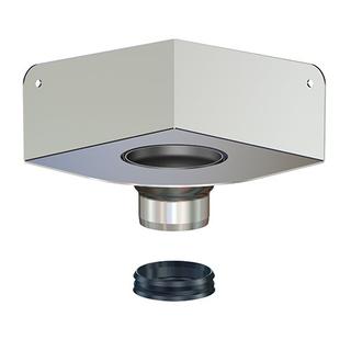 X Aufsatzelement Serie V-AK aufgekanteter Klebeflansch Ecke, Edelstahl, einteilig