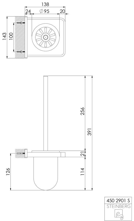 Artikelbild 2 des Artikels „Steinberg WC-Bürstengar. Serie 450 mit Glas satiniert, Messing, Matt Black Matt Black“