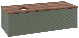 V&B WT-Unterschrank m F-Struktur Antao 120x36x50cm, WBP w. wal, lea gre. m Lac