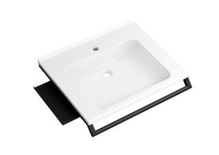 HEWI Mineralguss-Waschtisch 65x58cm, m Haltegr., Abl., we, we matt