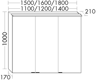 BB Spiegelschrank (SPND110) rc40System, 170x1100x1000, Melamin