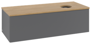 V&B WTU m F-Struktur -Beleuchtg. Antao 120x36x50cm, WBP hon. Oa, Anthrac. m Lac