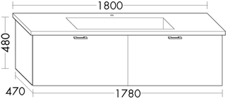 Burgbad Waschtischunterschrank sys30 178x48x47cm, 2 Auszüge, Diago