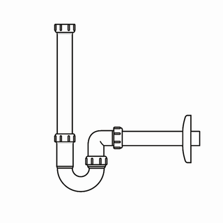 Laufen Absaug-Siphon ALESSI DN 32, mit verlängertem Ablaufrohr, weiß