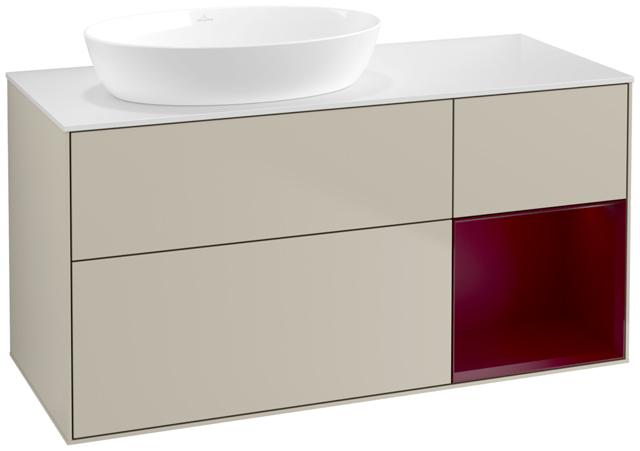 Artikelbild 1 des Artikels „V&B Waschtisch-Unterschrank Finion 120cm, Pl wh. m, Reg Peo m Lac, sa m Lac Regal Peony matt lacquer | sand matt lacquer“
