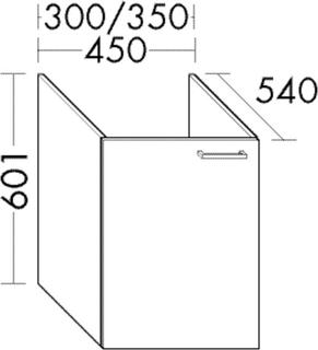 Burgbad Unterschrank Diago 45x60,1x54cm, re, Schi Ultramatt, 1 Tür