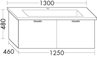 Burgbad Waschtischunterschrank sys30 125x48x46cm, 2 Auszüge, Diago