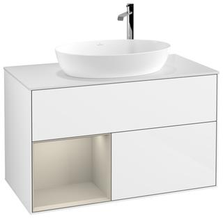 V&B Waschtisch-Unterschrank Finion 100, Pl wh. m, Reg sa m Lac, glo wh. Lac
