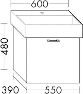 Burgbad Waschtischunterschrank Diago 55x48x39cm, 1 Auszug, Grau Ultramatt