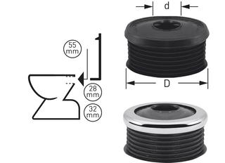 STEDO Euro-WC-Spülrohrverbinder d 55mm, Ro. d 28-32mm, weiß, mit Rosette