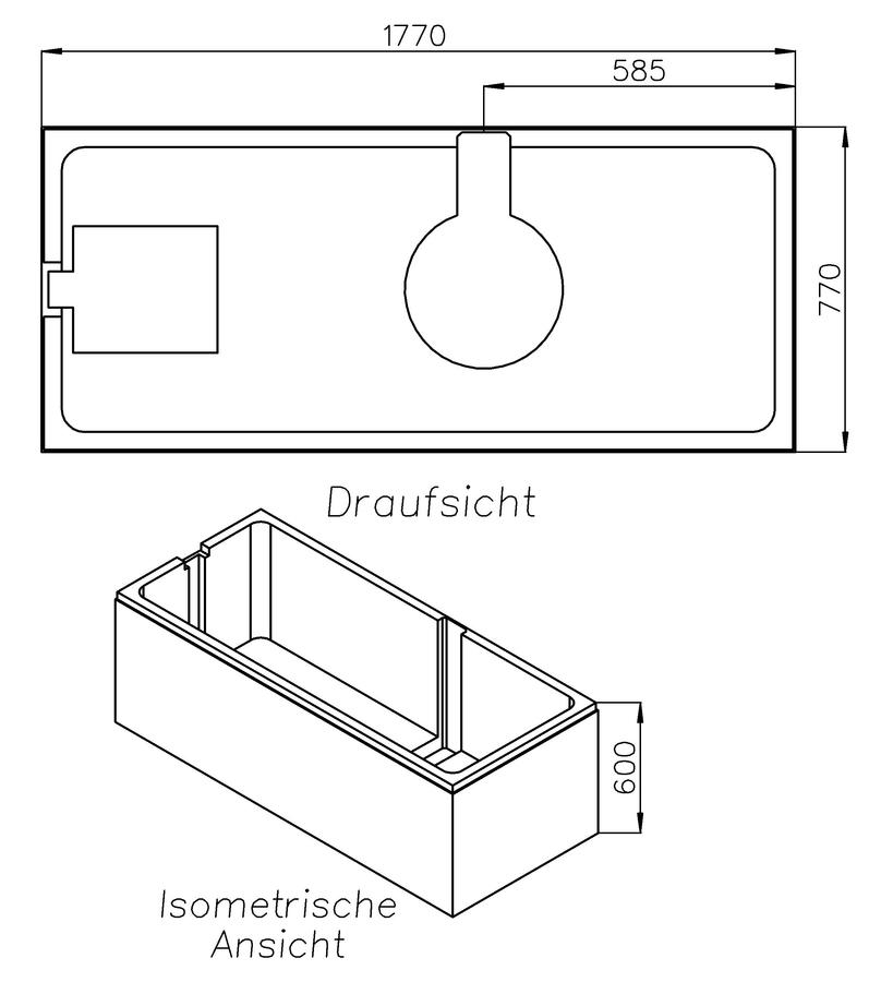 Artikelbild 2 des Artikels „Schedel Wannenträger GKI UNO 180x80cm, Überlauf links, Höhe 60cm 180 x 80 cm, Überlauf links“