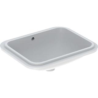 Geberit Unterbau-Waschtisch VariForm 53x44cm, o HL, m Ü, re, US glas. / we.