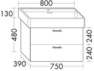 Burgbad Waschtischunterschrank Diago 75x48x39cm, Schi ma, 1 Lade/1 Auszug