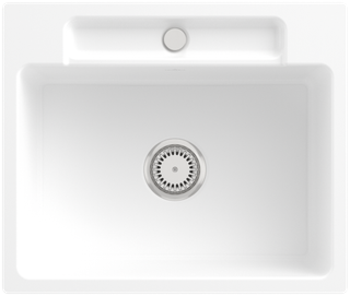 V&B bündige Spüle Siluet 60 S Flat m Abl.garn, Handbetätigung, stone white