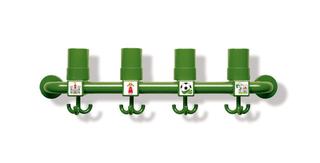 HEWI Garderobenstange gerade, d= 33mm, 3-fach Haken, maigrün
