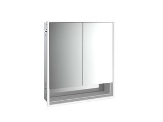 EMCO Unterputz-Lichtspiegelschrank Loft 600x733mm, m UF, LED, 2-trg., alu/weiß