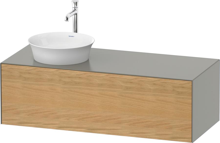 Artikelbild 1 des Artikels „Duravit WT-Unterschrank White Tulip 130x55cm, 1 AZ, 1 Pl, B l, E Nat StG m Becken links | Eiche natur massiv/steingrau seidenmatt“