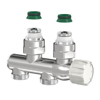 Flamco Design-Ventilhahnblock VARIOCON G 3/4 IGxG 1/2 AGxG 3/4 AG EK