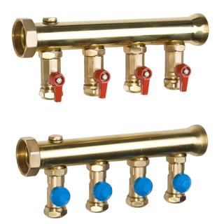 WATTS Modularer Messing-Großverteiler INDU2054M 3/4" EUKO MS05, für 5 Heizkr.