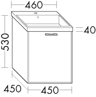 Burgbad Osera Waschtisch-Unterschrank 45x45x53cm, 1 Tür re, Weiß Hochglanz L1
