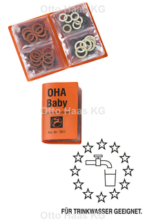 HAAS Baby-Dichtungs-Sortiment OHA 84 Stück, aufklappbares Etui, orange