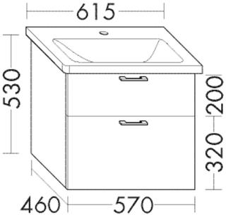 Burgbad Waschtischunterschrank Diago 57x60,1x46cm, gr hgl, 1 Lade/1 Auszug