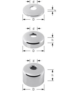 STEDO Gewinderosette d 22mm, H 80mm, D 100mm, 1/2", MS vc