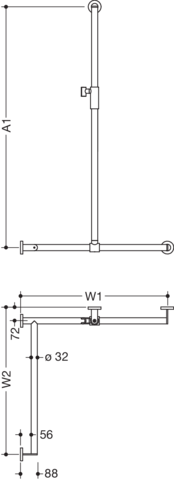 Artikelbild 3 des Artikels „HEWI Duschhandlauf System 900 600-1250x475-1800x475-1800mm, Ausf links 600-1250 x 475-1800 x 475-1800 mm“