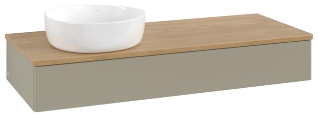 Artikelbild 2 des Artikels „V&B WT-Unterschrank o. F-Struktur Antao 120x19x50cm, WBP hon. Oa, st. Gr m Lac Waschbeckenplattenfarbe honey oak | stone gray matt lacquer“
