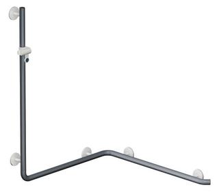 HEWI Duschhandlauf System 800 K S.-lg., Hlt, Stütz. u Roset. we, sw