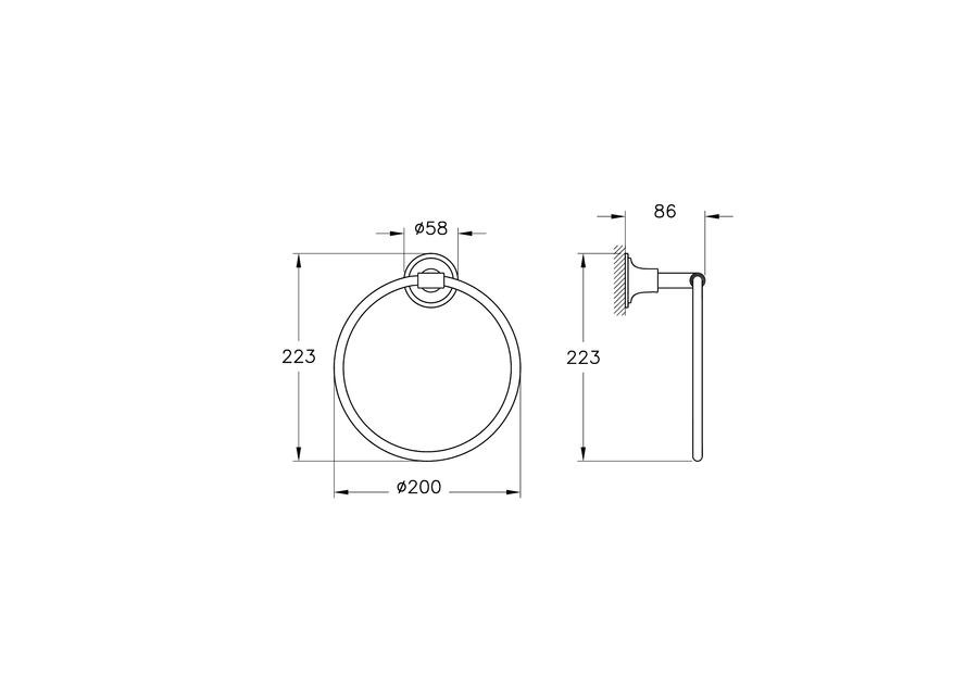 Artikelbild 2 des Artikels „VitrA Handtuchring Origin Classic 20x8,6x22,3cm, Wandmontage, chrom chrom“