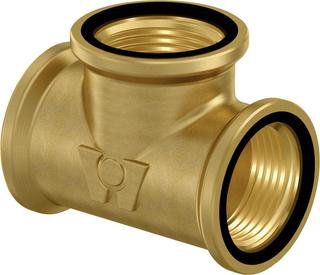 Uponor T-Stück Wipex G 1, 6+10 bar, Messing, mit O-Ringen