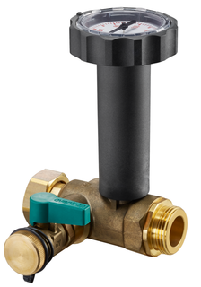Oventrop Kugelhahn Regumaq X-/XZ-30 Abl. warm, mit KFE-Hahn, Thermometer rot
