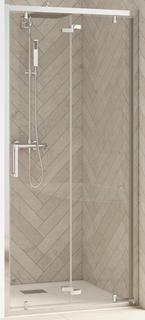 Kinedo Smart Design S95 Gleitfalttür NUE H200 chrom Siebdruckglas vollgerahmt