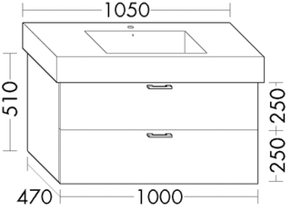 Burgbad Waschtischunterschrank sys30 100x51x47cm, 1 Schublade/1 Auszug, Diago