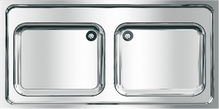 AR Gewerbespüle, MAXIMA, Edelstahl, 2 Becken, 1200x432x600 mm
