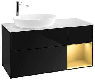 V&B Waschtisch-Unterschrank Finion 120cm, Pl w m, Rg gol m Lac, glo bla Lac
