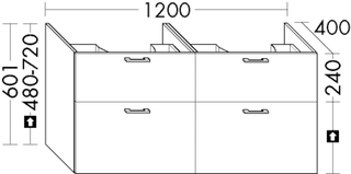 Burgbad Waschtischunterschrank sys30 120x60,1x40cm, 2 Schubl./Ausz., Aqua