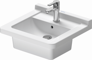 Duravit Möbelwaschtisch Starck 3 48 x 46,5 cm, unten glasiert, mit Hahnloch, Überlauf und Hahnlochbank
